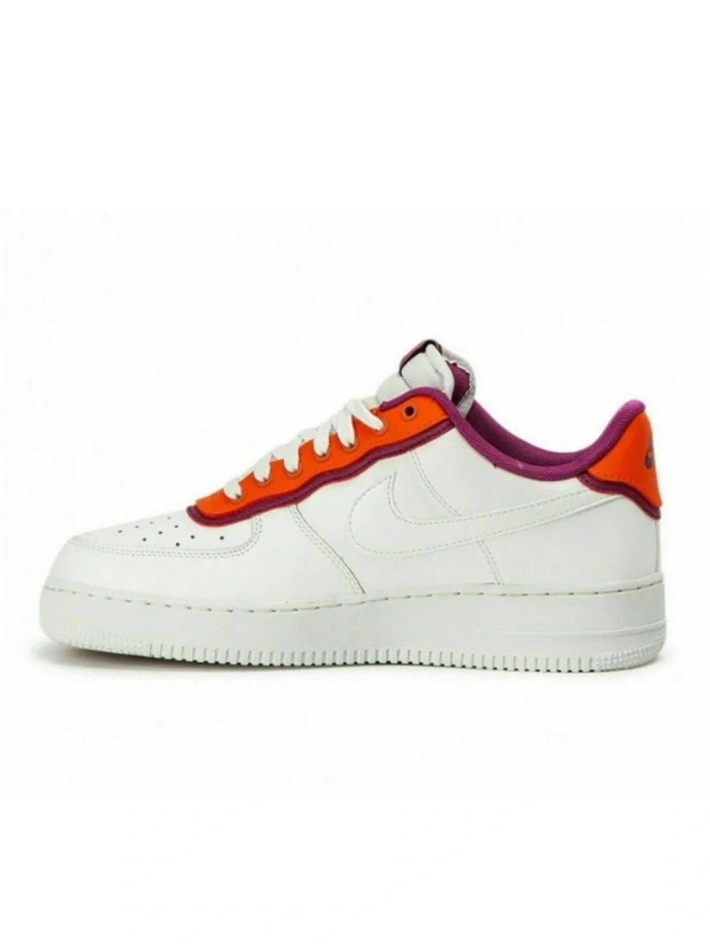 Nike Kids White Sneakers with Orange & Purple Trim